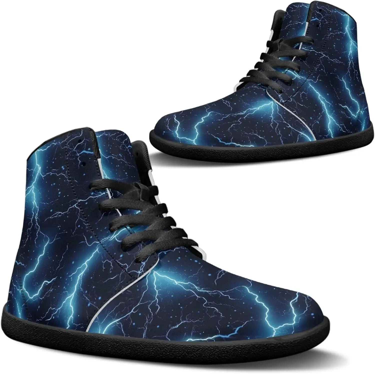 Jeiento Nature Pattern Mens Walking Shoes High Top Barefoot Running Shoes Wide Toe