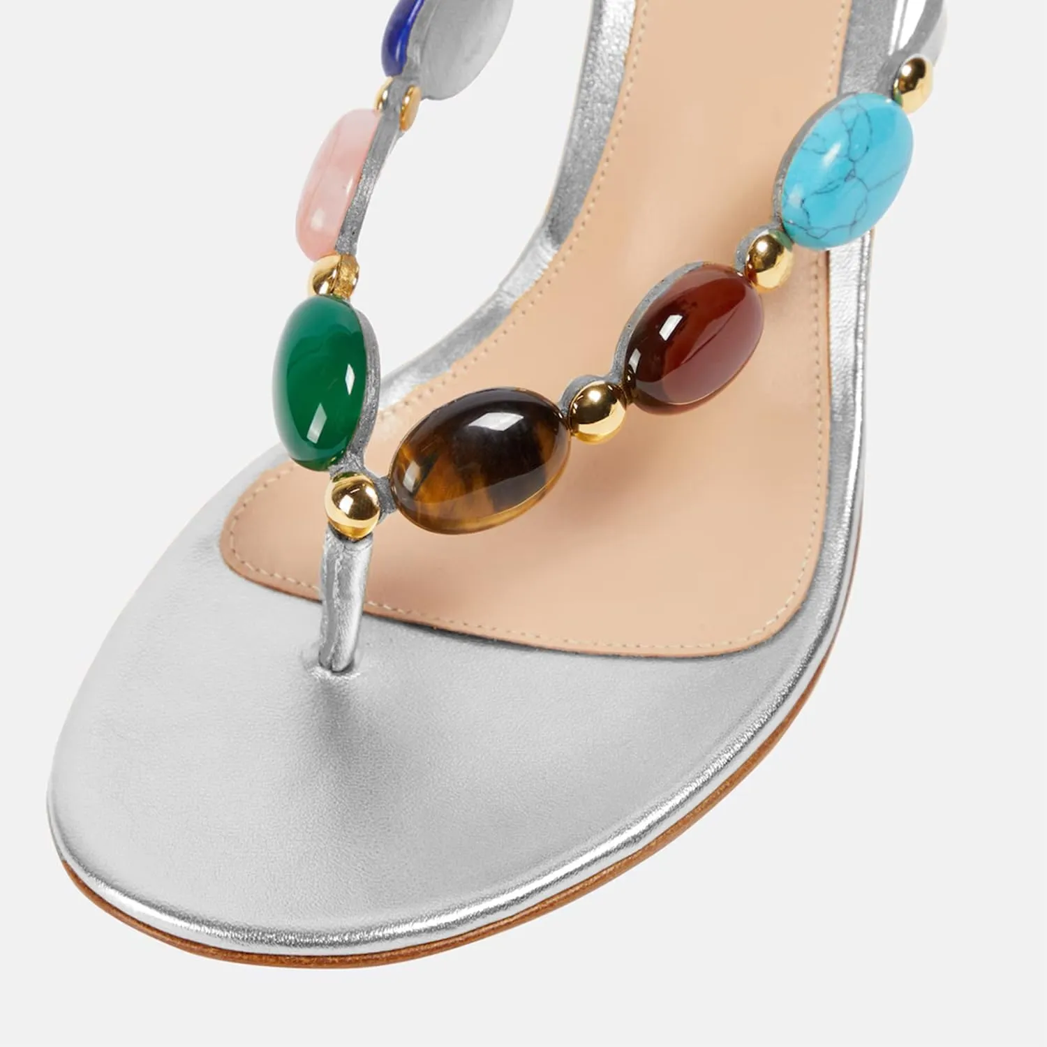 Jewelled Thong Heeled Sandals for Women Slip On Round Open Toe Flip Flop Pumps Mules Summer Strappy High Heels Dress Wedding Shoes