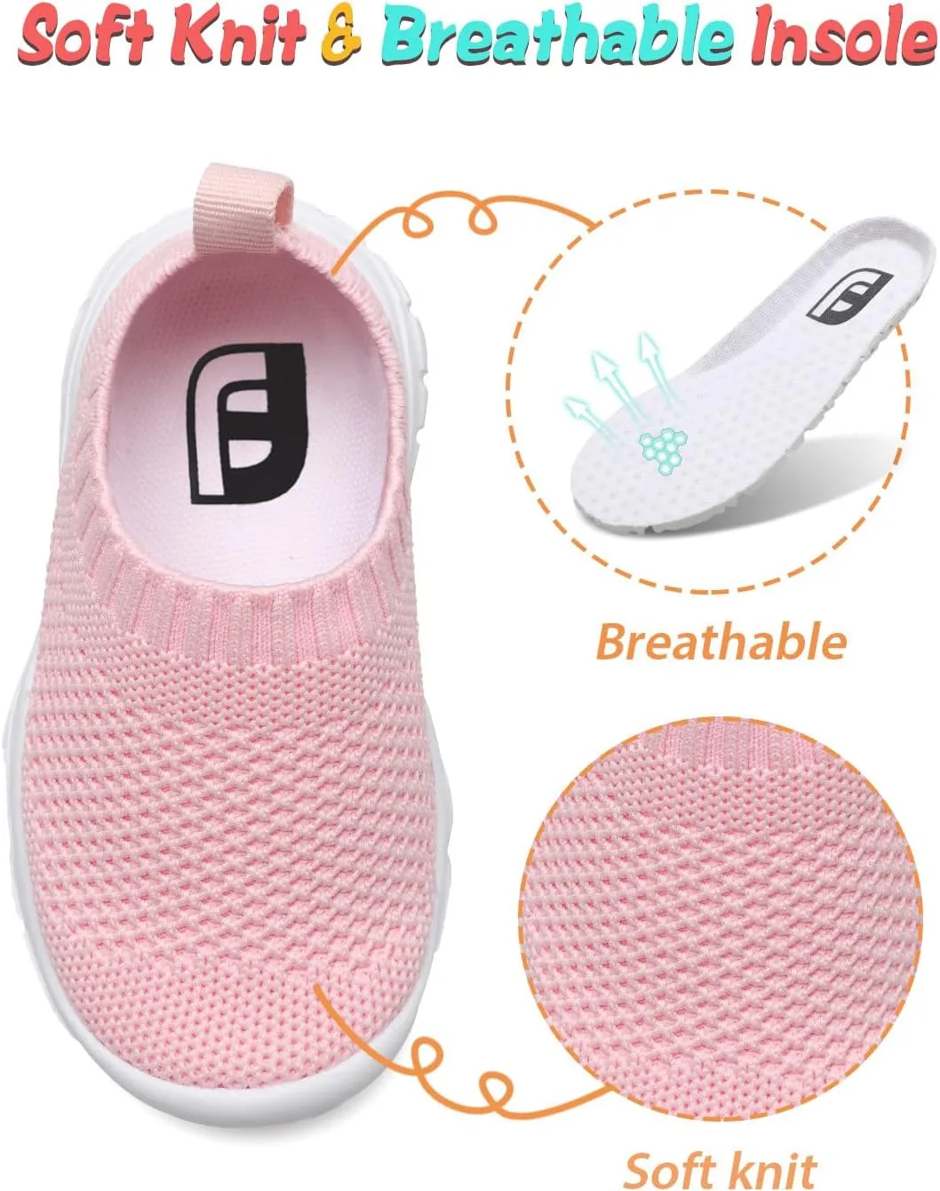 JOINFREE Toddler Boys Girls Sneaker Slip On Shoes Kids Lightweight Breathable Walking Shoes