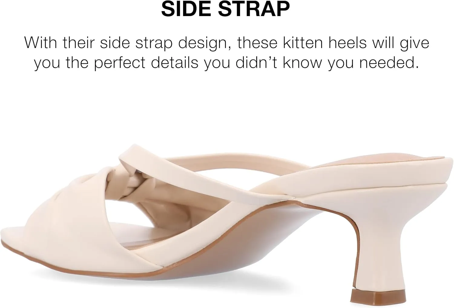 Journee Womens Strappy Bow Slip On Open Square Toe Stiletto Low Kitten Heel Padded Slide Starling Pumps
