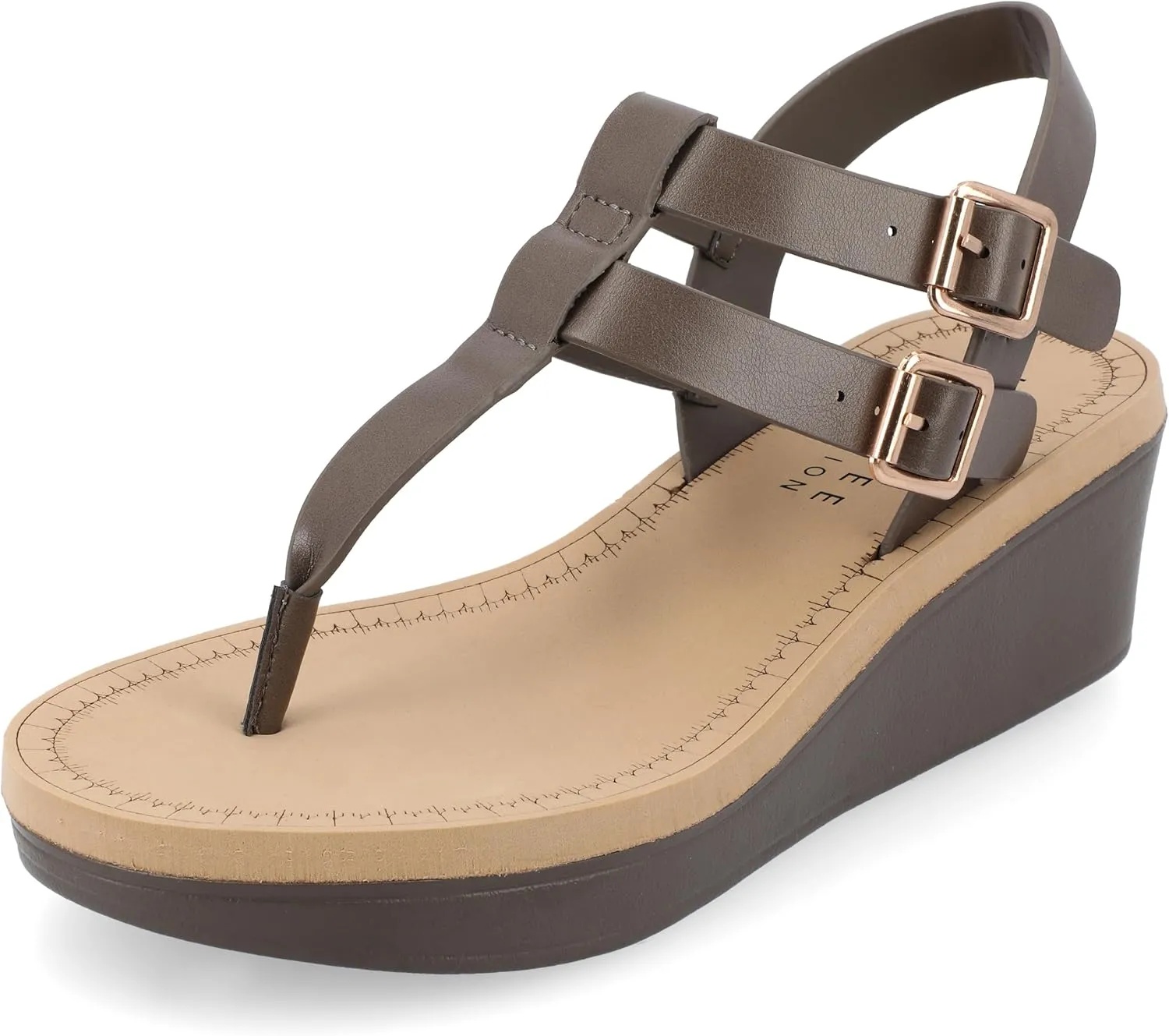Journee Womens Strappy Platform Flip Flop Buckle Ankle Strap Bianca Comfort Wedge Heel Sandal