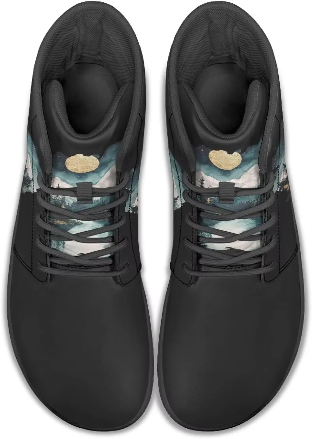 JoyLamoria Womens High Top Sneakers with Marble Painted Walking Tennis Shoes Lace up Leather Minimalist Shoes for Outdoor