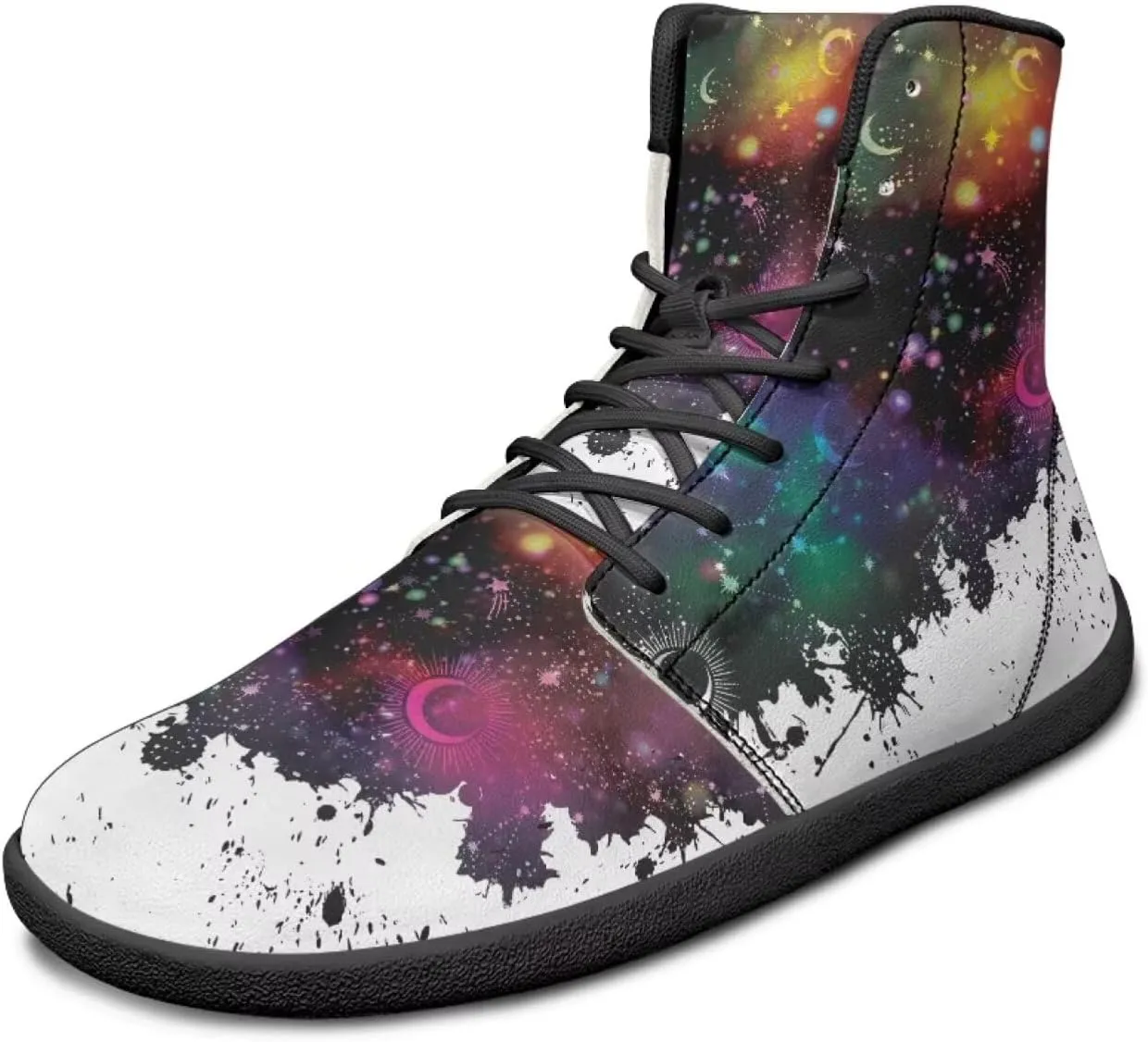 JoyLamoria Womens High Top Sneakers with Marble Painted Walking Tennis Shoes Lace up Leather Minimalist Shoes for Outdoor