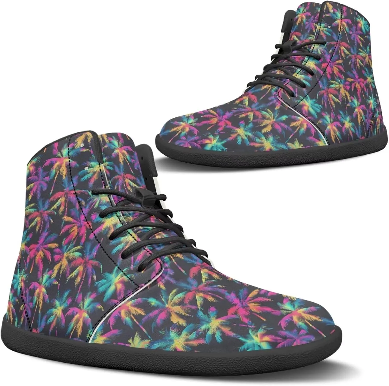 JoyLamoria Womens High Top Sneakers with Marble Painted Walking Tennis Shoes Lace up Leather Minimalist Shoes for Outdoor