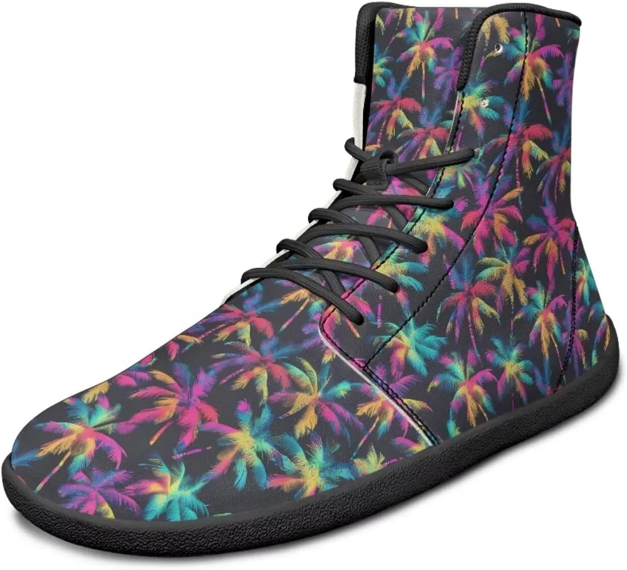 JoyLamoria Womens High Top Sneakers with Marble Painted Walking Tennis Shoes Lace up Leather Minimalist Shoes for Outdoor