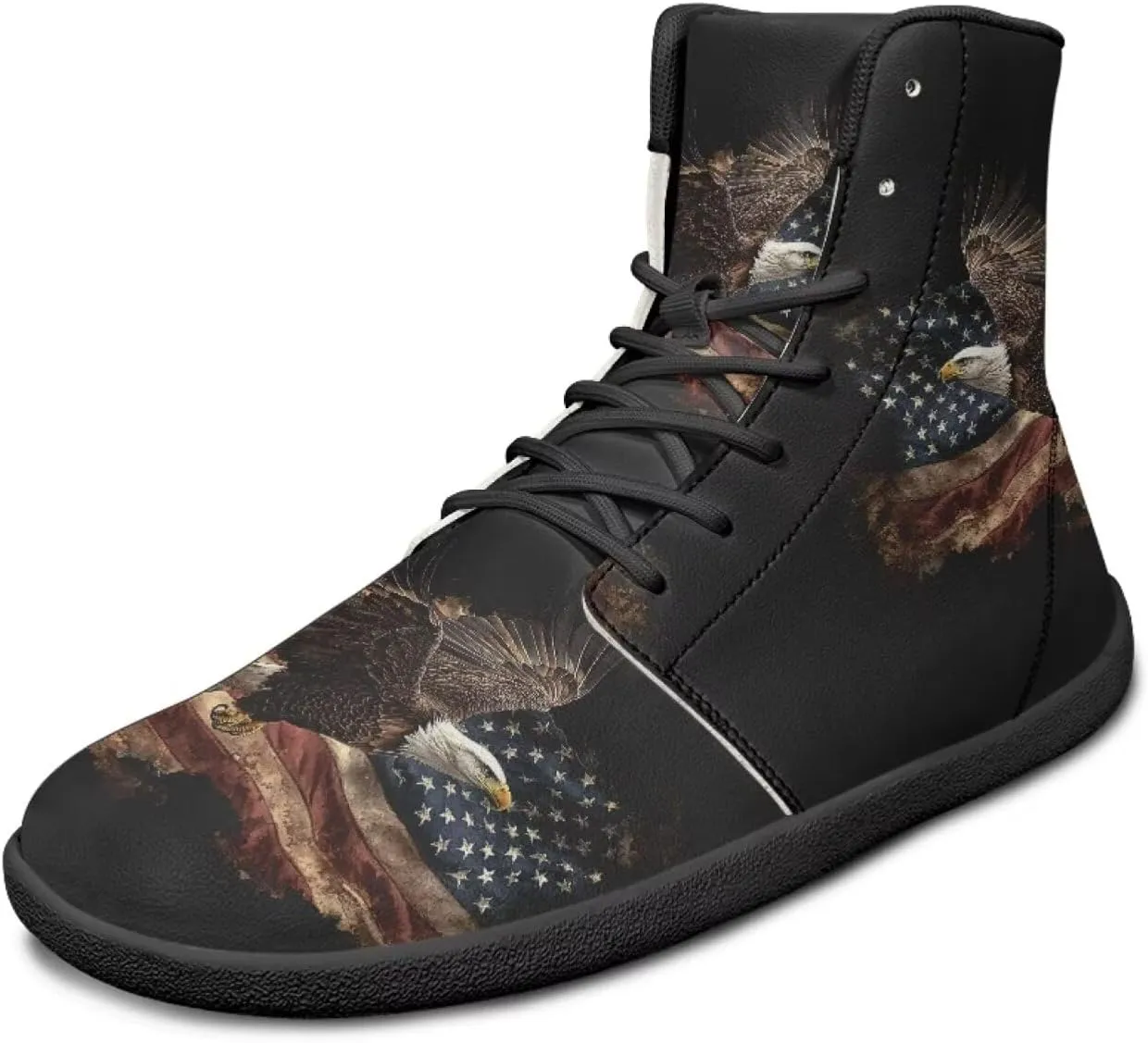 JoyLamoria Womens High Top Sneakers with Marble Painted Walking Tennis Shoes Lace up Leather Minimalist Shoes for Outdoor