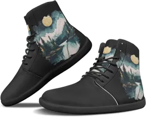 JoyLamoria Womens High Top Sneakers with Marble Painted Walking Tennis Shoes Lace up Leather Minimalist Shoes for Outdoor