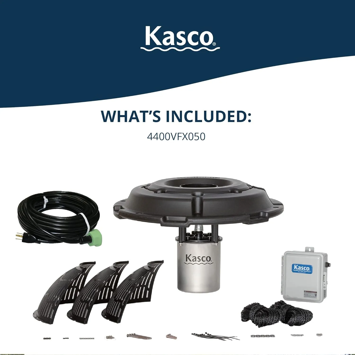 Kasco VFX Series Aerating Pond Fountain - 1 Horse Power 120V Single Phase with 50 ft Electric Power Cord | Pond Aerator Pump for Ponds & Lakes | Efficient Pond Aeration Systems Black