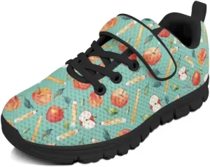 Kids Sneakers Non Slip Sports Shoes for Girls Strap Hook and Loop School Walking Sneakers