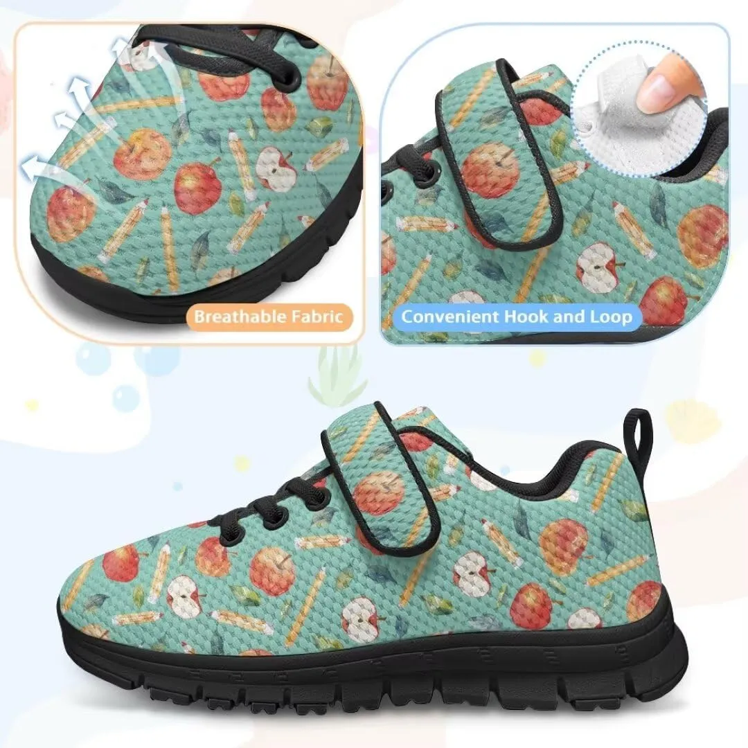 Kids Sneakers Non Slip Sports Shoes for Girls Strap Hook and Loop School Walking Sneakers