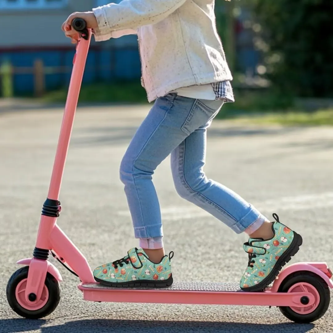 Kids Sneakers Non Slip Sports Shoes for Girls Strap Hook and Loop School Walking Sneakers