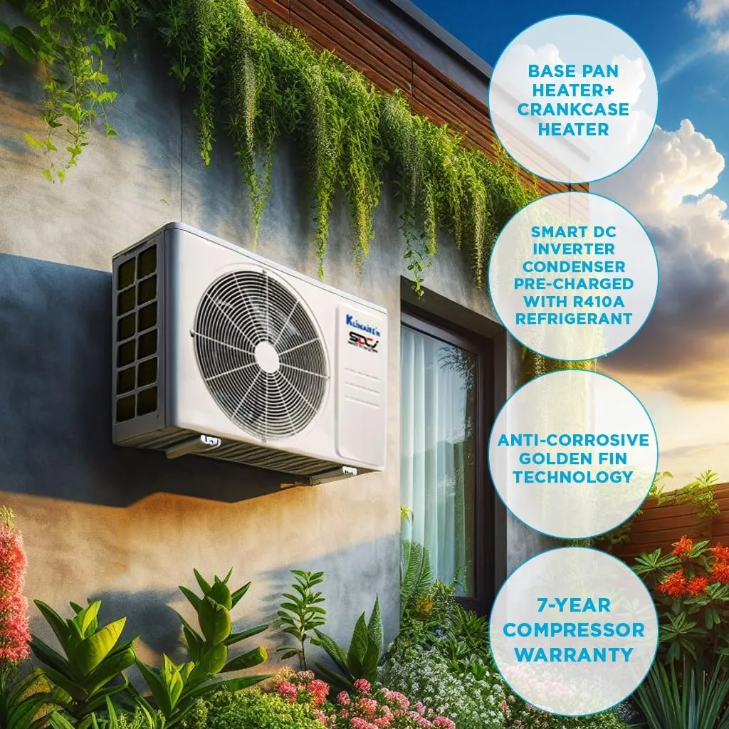 Klimaire 12,000 BTU 20.8 SEER2 Ductless Mini-Split Inverter Air Conditioner Heat Pump System with All-Inclusive 16' Installation Kit, Wall Bracket, Electrical Disconnect Box & Liquid-Tight Whip (115V)