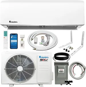 Klimaire 12,000 BTU 20.8 SEER2 Ductless Mini-Split Inverter Air Conditioner Heat Pump System with All-Inclusive 16' Installation Kit, Wall Bracket, Electrical Disconnect Box & Liquid-Tight Whip (115V)
