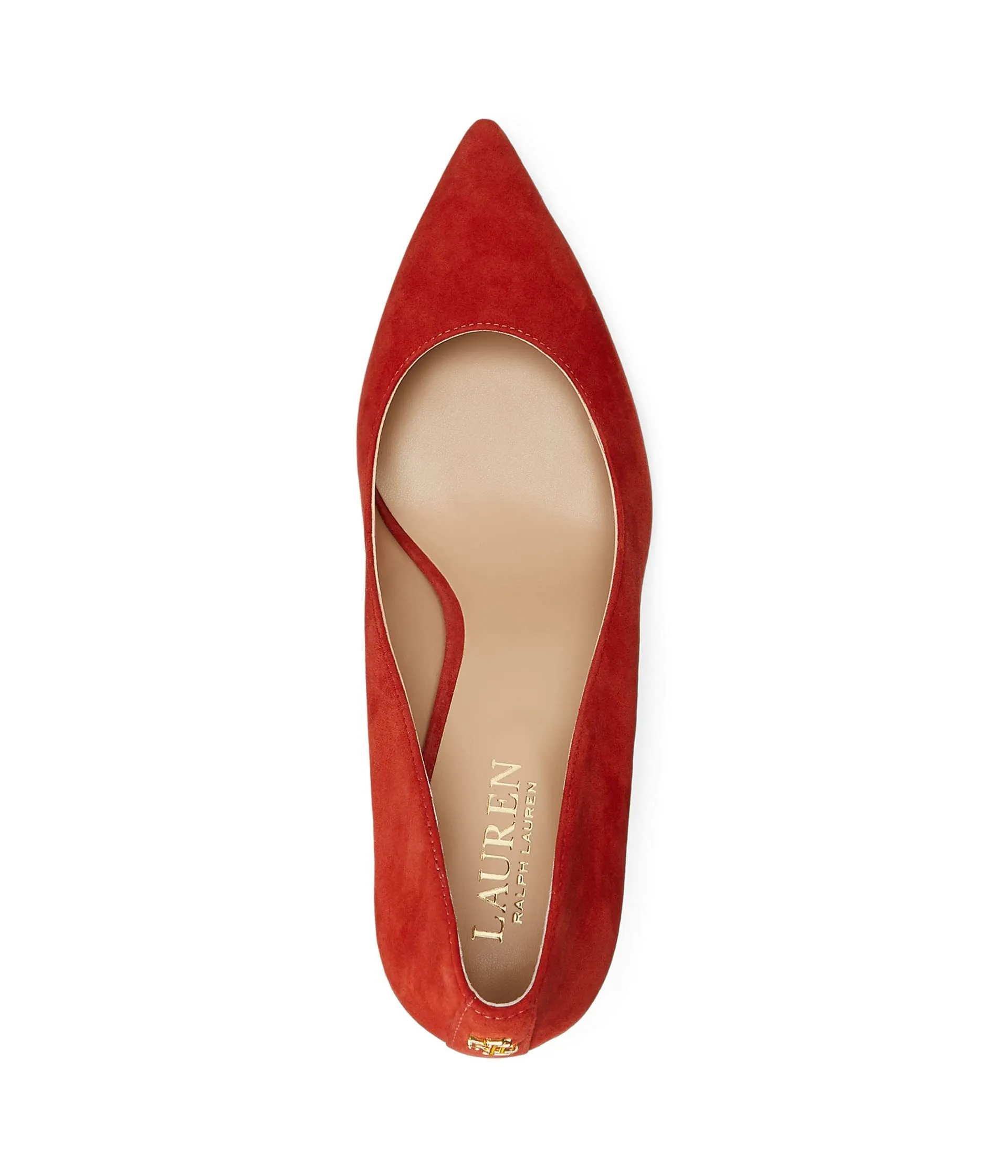 Lauren Ralph Lauren Lanette Pumps for Women - Breathable Synthetic Lining - Leather Upper - Rubber Outsole Womens Lanette Pump Alpaca Suede 10 B - Medium Red Sunstone 10 B - Medium