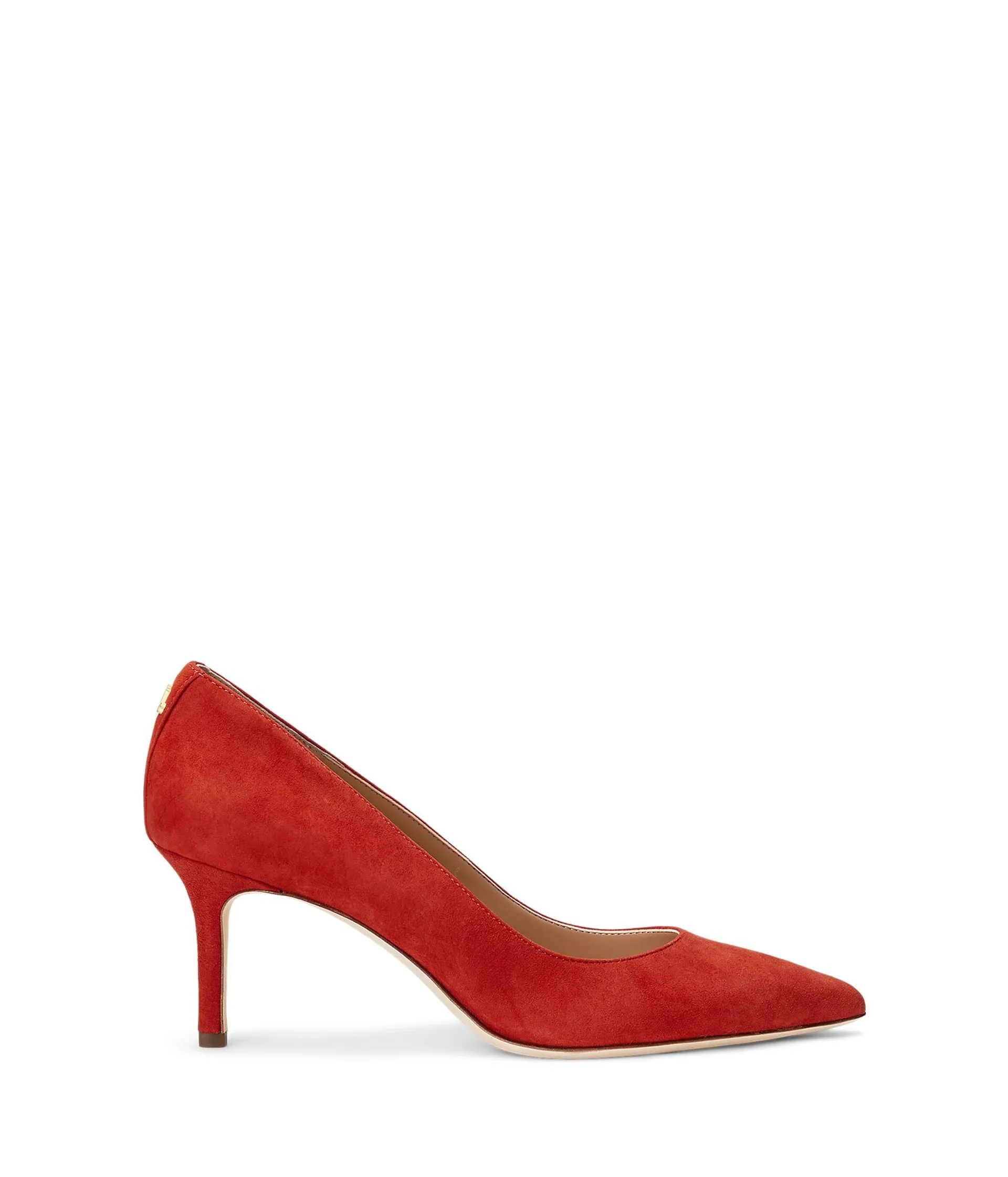 Lauren Ralph Lauren Lanette Pumps for Women - Breathable Synthetic Lining - Leather Upper - Rubber Outsole Womens Lanette Pump Alpaca Suede 10 B - Medium Red Sunstone 10 B - Medium
