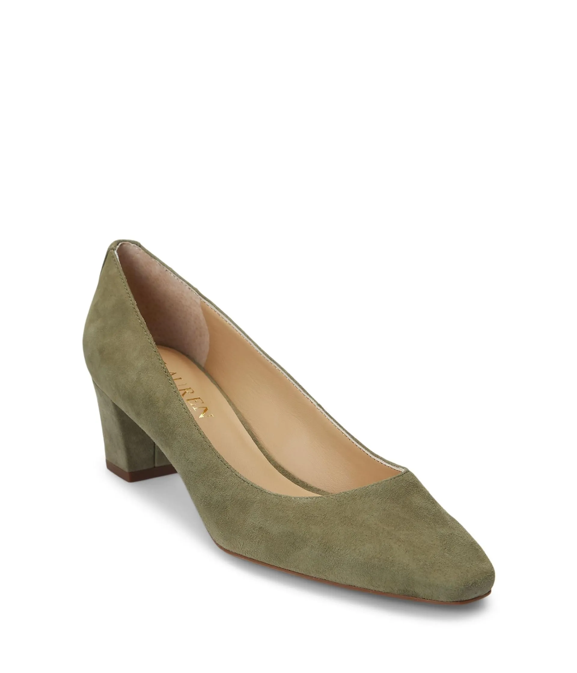 Lauren Ralph Lauren Women's Whitney Suede Pump, Olive Fern, 5
