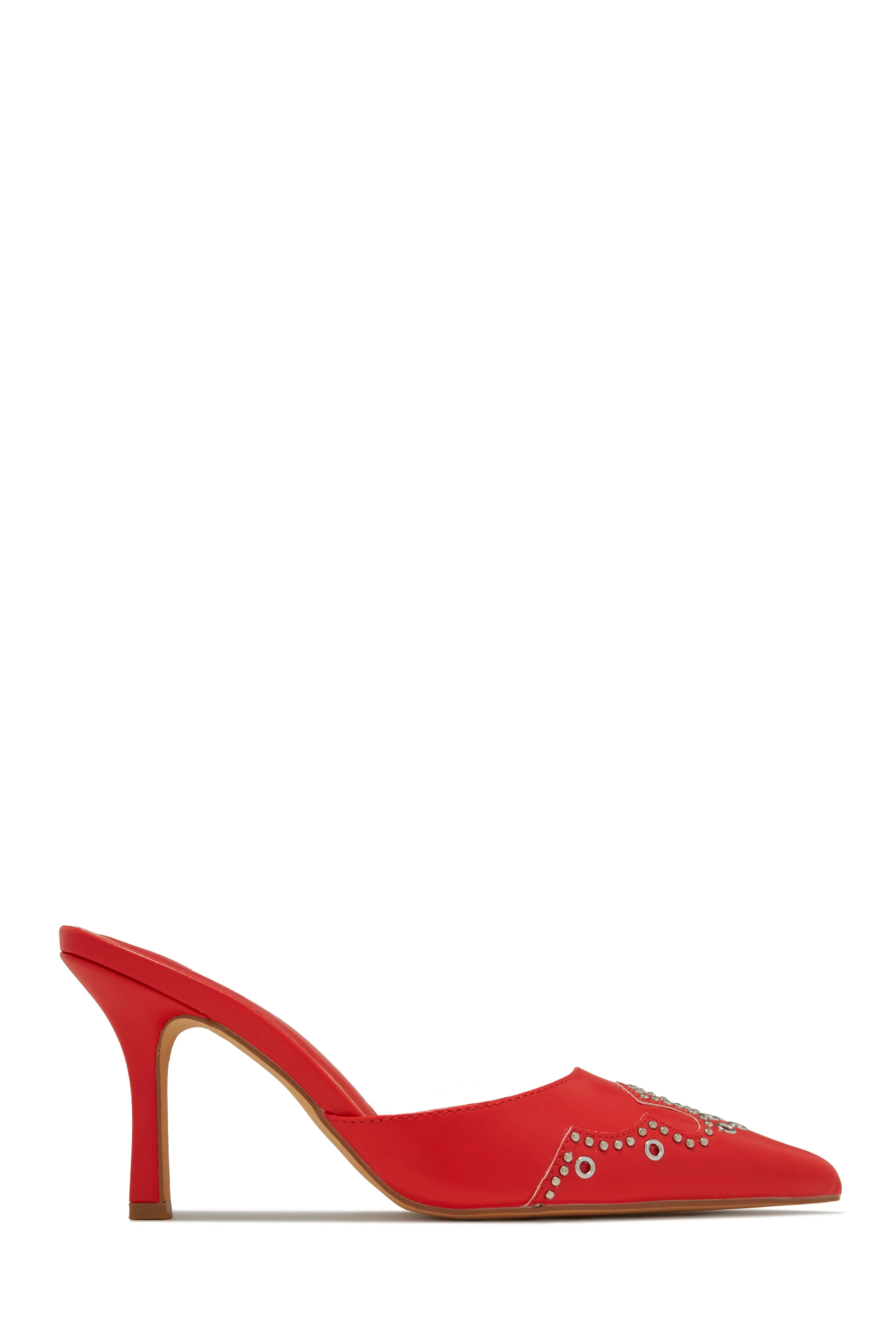 Lauryn Pump Heel Mules - Red