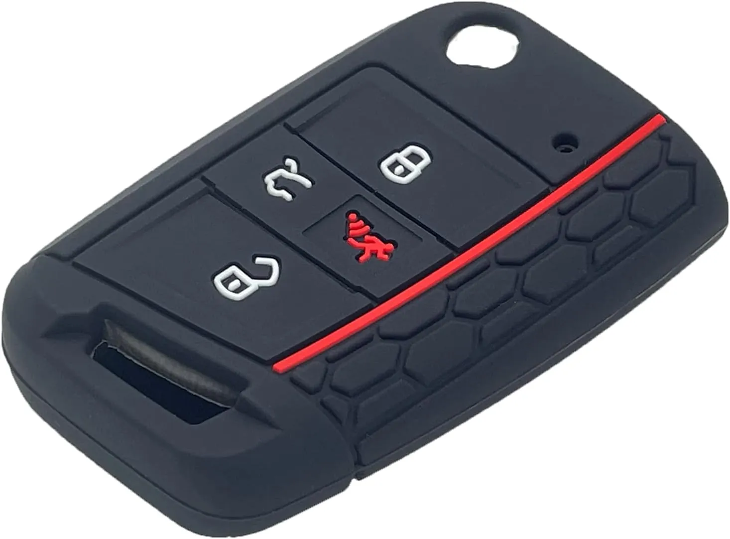 LemSa 2pcs Silicone 4 Button Flip Key Fob Cover Remote Keyless Entry Bag Compatible with 2020 2019 2018 2017 VW Volkswagen Golf Alltrack Sportwagen GTI Tiguan Atlas Polo Skoda Octavia, Black Blue