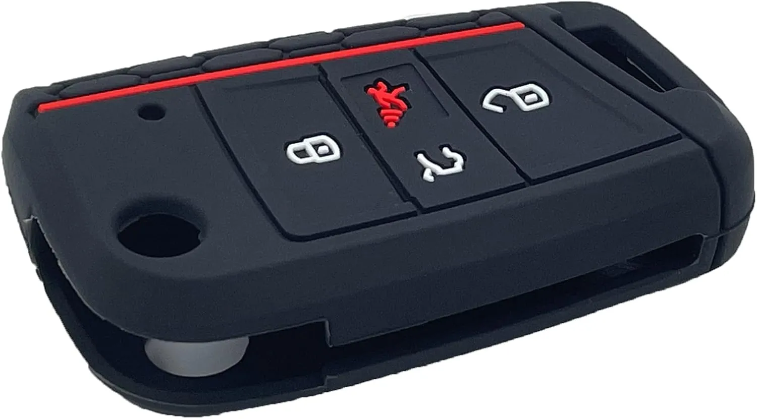 LemSa 2pcs Silicone 4 Button Flip Key Fob Cover Remote Keyless Entry Bag Compatible with 2020 2019 2018 2017 VW Volkswagen Golf Alltrack Sportwagen GTI Tiguan Atlas Polo Skoda Octavia, Black Blue