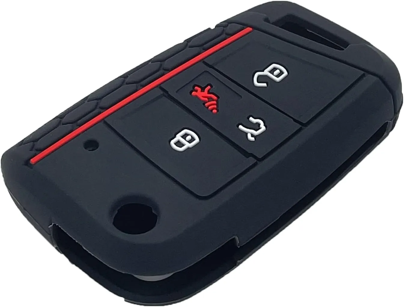 LemSa 2pcs Silicone 4 Button Flip Key Fob Cover Remote Keyless Entry Bag Compatible with 2020 2019 2018 2017 VW Volkswagen Golf Alltrack Sportwagen GTI Tiguan Atlas Polo Skoda Octavia, Black Blue