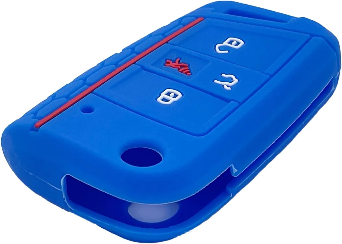 LemSa 2pcs Silicone 4 Button Flip Key Fob Cover Remote Keyless Entry Bag Compatible with 2020 2019 2018 2017 VW Volkswagen Golf Alltrack Sportwagen GTI Tiguan Atlas Polo Skoda Octavia, Black Blue