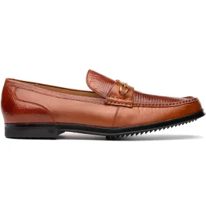 Marco Di Milano Cognac Hugo Lizard & Calfskin Bit Loafers