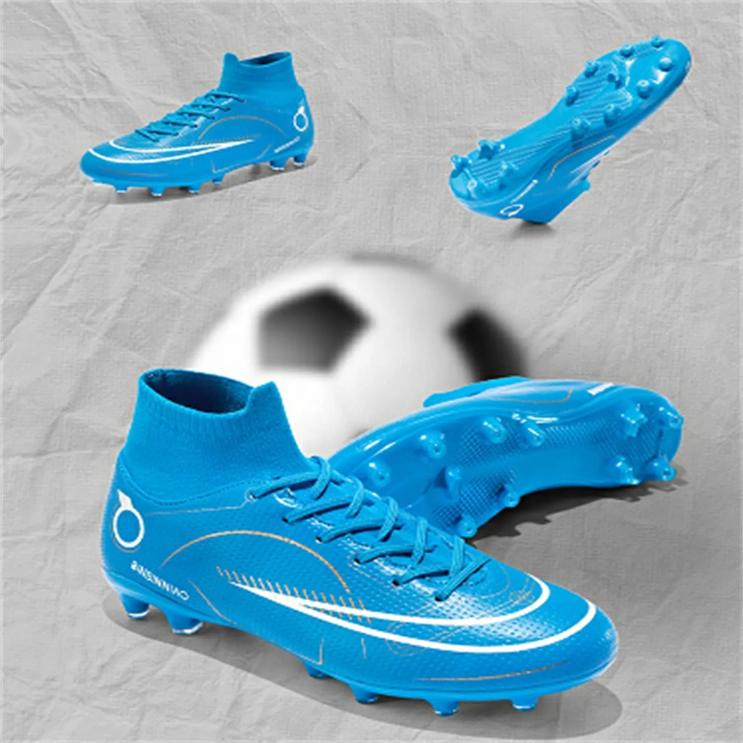 MDPCX Athletic Sports Football Shoes Men's Outdoor Football Shoes Track and Field Lawn World Team Running Sports Shoes Lightweight Breathable Non-Slip Shock-Absorbing Long Spikes Short Spikes