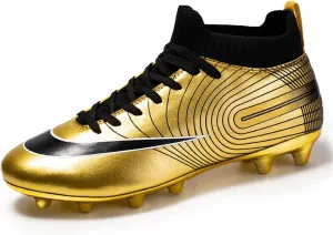MDPCX Competitive Unisex Kids Soccer Shoes Men Indoor Outdoor Football Boots Athletic Turf Team Cleat Running Sports Lightweight Breathable Anti-Skid Damping Shoes