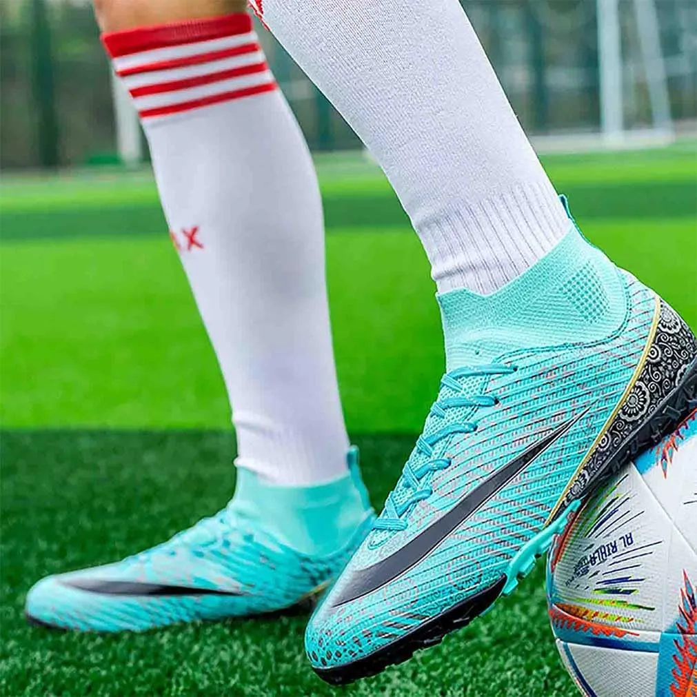 MEBAMY Unisex High top Soccer Boots Cleats Outdoor Athletic Sneaker Turf Football Shoes Spikes Indoor Youth AG Soccer Shoes