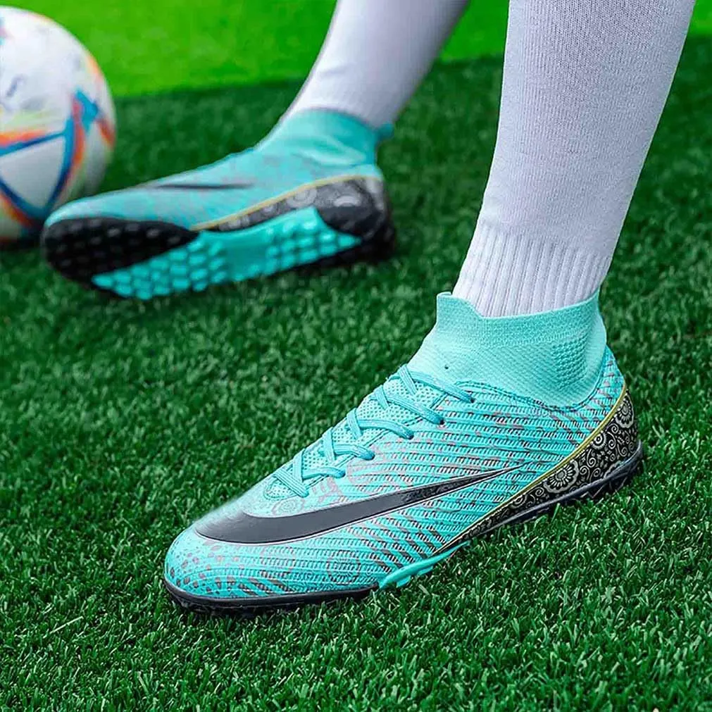 MEBAMY Unisex High top Soccer Boots Cleats Outdoor Athletic Sneaker Turf Football Shoes Spikes Indoor Youth AG Soccer Shoes