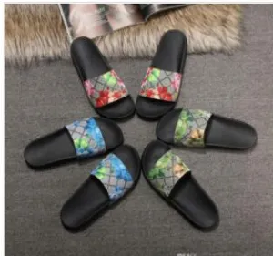 Men Women Sandals Designer Shoes Luxury Slide Summer Fashion Wide Flat Slippery Sandals Slipper Flip Flop size 35-46 flower box