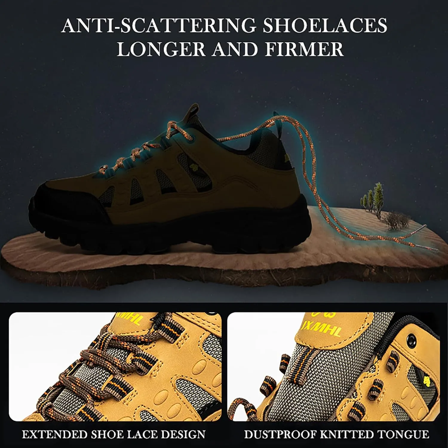 Men's Breathable Hiking Shoes Lightweight Trail Running Shoes Non-Slip Low-Top Outdoor Sneakers for Trekking Training Walking Camping