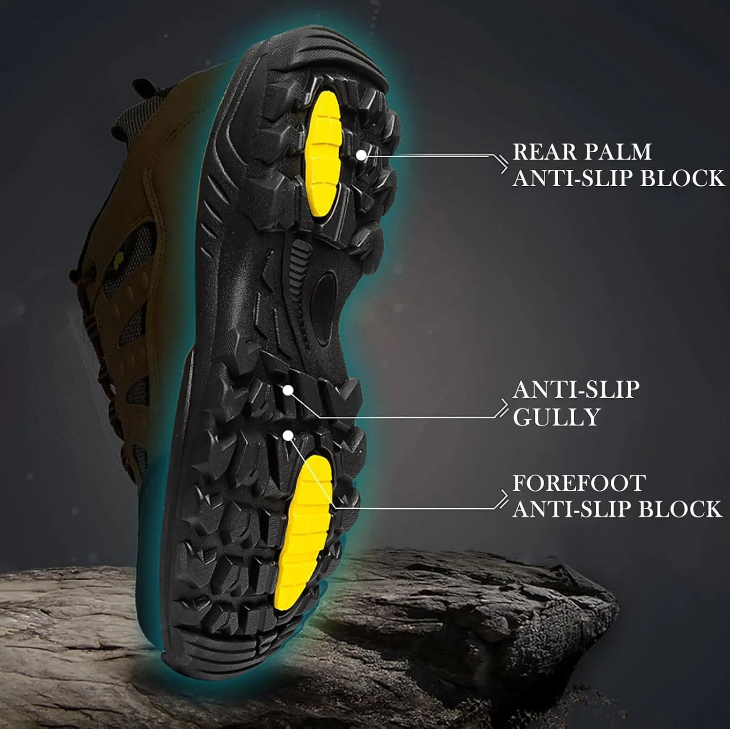 Men's Breathable Hiking Shoes Lightweight Trail Running Shoes Non-Slip Low-Top Outdoor Sneakers for Trekking Training Walking Camping