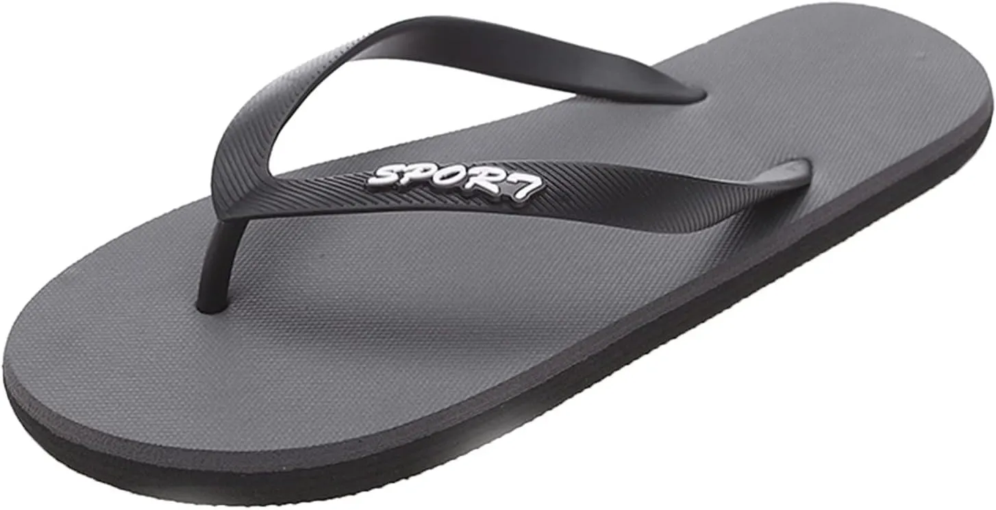 Men's Flip Flops Beach Rubber Shower Shoes For Men Thin Strap Beach Sandal With Lightweight and Soft Shoe Insert