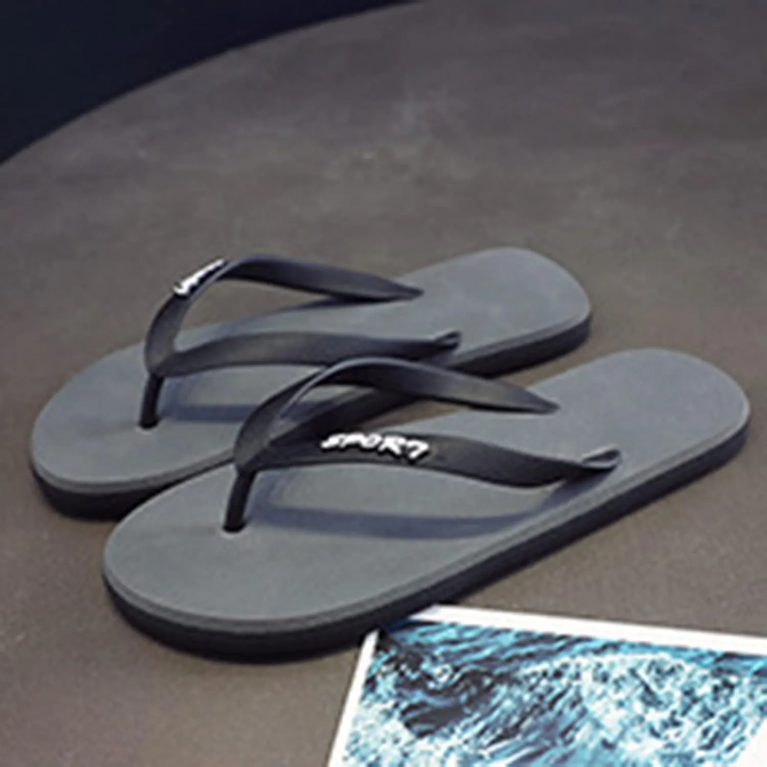 Men's Flip Flops Beach Rubber Shower Shoes For Men Thin Strap Beach Sandal With Lightweight and Soft Shoe Insert