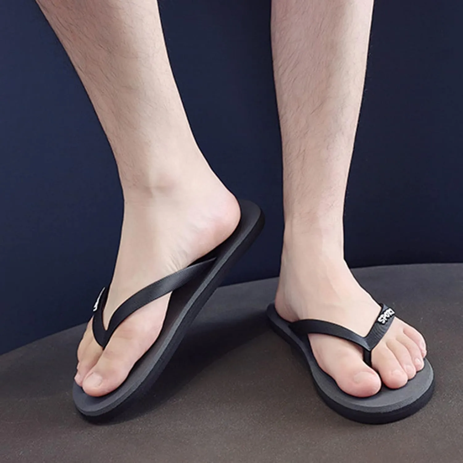 Men's Flip Flops Beach Rubber Shower Shoes For Men Thin Strap Beach Sandal With Lightweight and Soft Shoe Insert