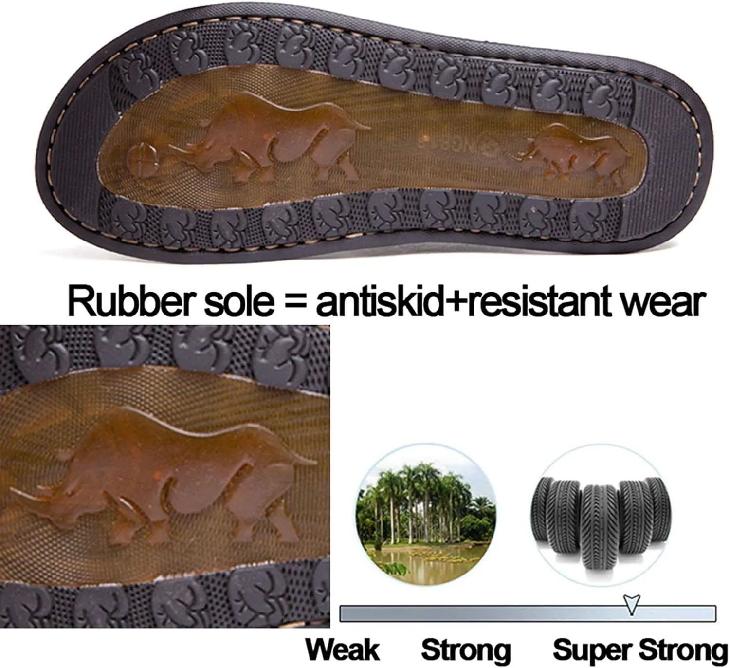 Mens Flip Flops Casual Leather Home Sandals for Mens Rubber Sole Slippers