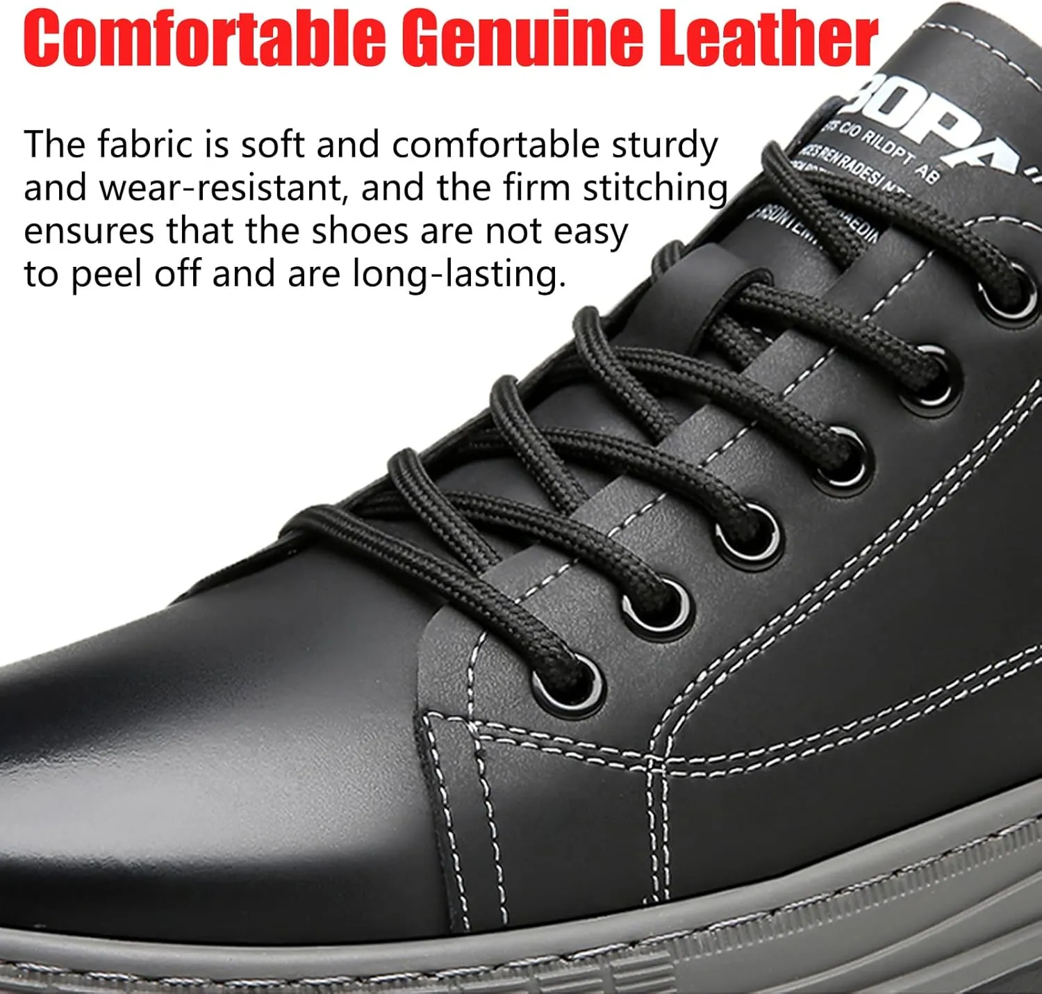 Men's Genuine Leather Casual Oxfords Shoes Platform Comfortable Non-Slip Fashion Low-Top Outdoor Sneaker Work Dress Shoes