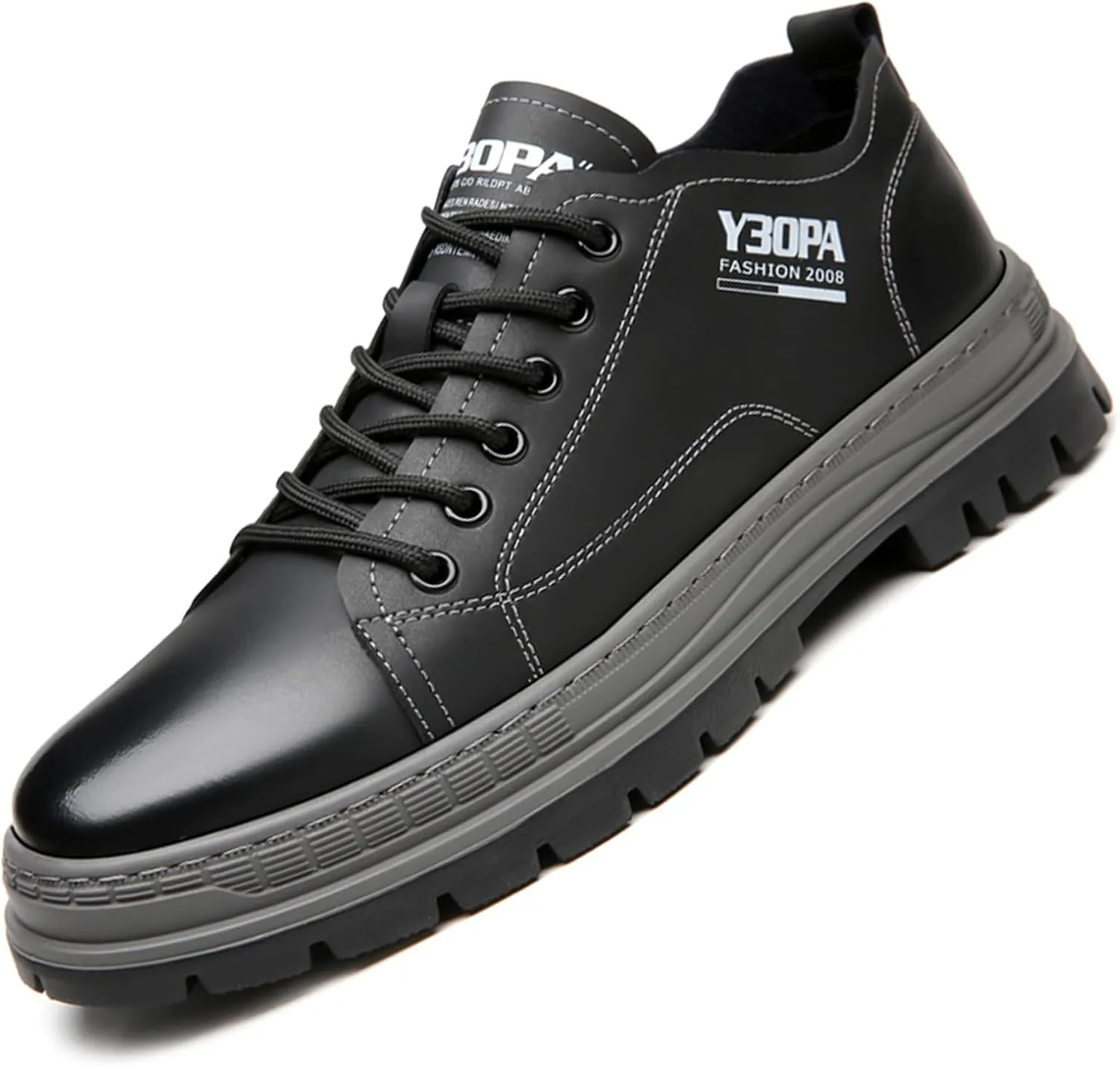 Men's Genuine Leather Casual Oxfords Shoes Platform Comfortable Non-Slip Fashion Low-Top Outdoor Sneaker Work Dress Shoes