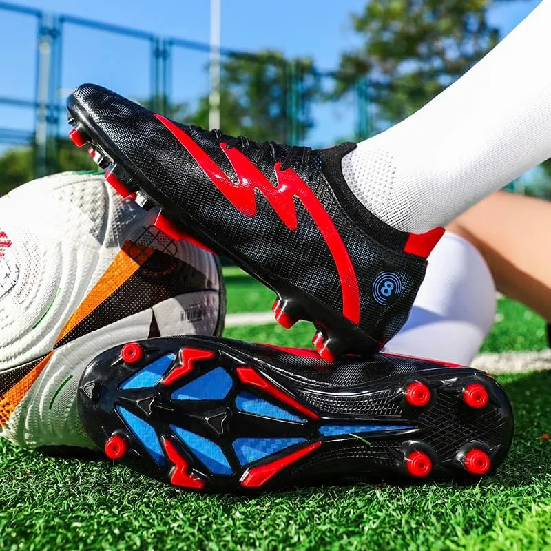 Men's Indoor Outdoor Soccer Shoes Football Cleats Low-Tops Lace-Up Non-Slip Spikes Sports Athletic Futsal AG/TF Turf Sneaker