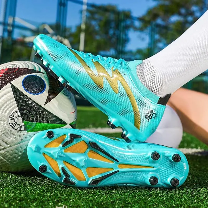 Men's Indoor Outdoor Soccer Shoes Football Cleats Low-Tops Lace-Up Non-Slip Spikes Sports Athletic Futsal AG/TF Turf Sneaker