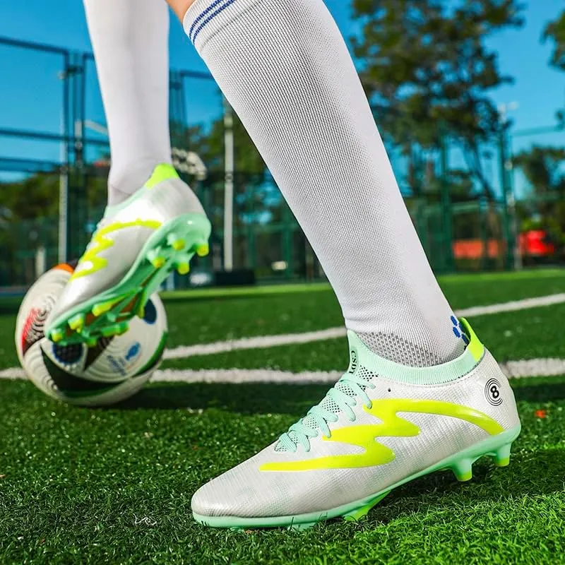 Men's Indoor Outdoor Soccer Shoes Football Cleats Low-Tops Lace-Up Non-Slip Spikes Sports Athletic Futsal AG/TF Turf Sneaker