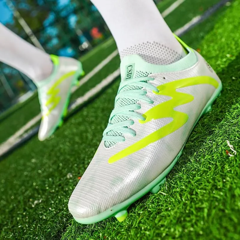 Men's Indoor Outdoor Soccer Shoes Football Cleats Low-Tops Lace-Up Non-Slip Spikes Sports Athletic Futsal AG/TF Turf Sneaker
