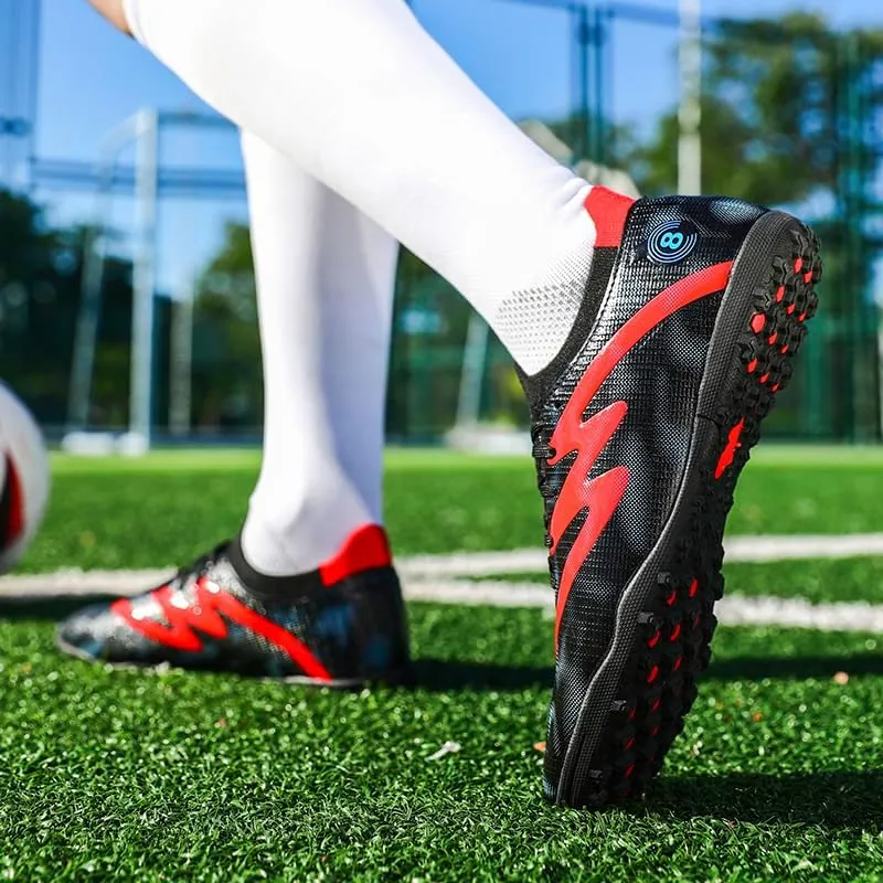 Men's Indoor Outdoor Soccer Shoes Football Cleats Low-Tops Lace-Up Non-Slip Spikes Sports Athletic Futsal AG/TF Turf Sneaker
