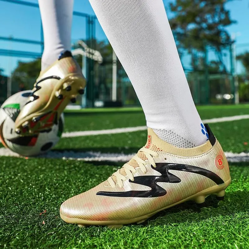 Men's Indoor Outdoor Soccer Shoes Football Cleats Low-Tops Lace-Up Non-Slip Spikes Sports Athletic Futsal AG/TF Turf Sneaker