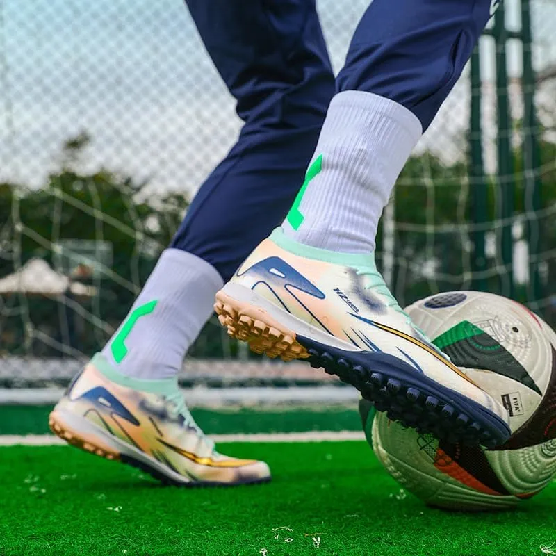 Men's Indoor Outdoor Soccer Shoes Football Cleats Low-Tops Lace-Up Non-Slip Spikes Sports Athletic Futsal AG/TF Turf Sneaker