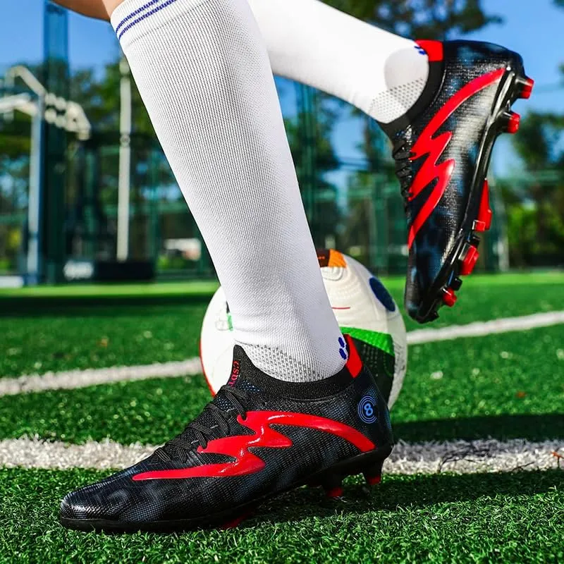 Men's Indoor Outdoor Soccer Shoes Football Cleats Low-Tops Lace-Up Non-Slip Spikes Sports Athletic Futsal AG/TF Turf Sneaker