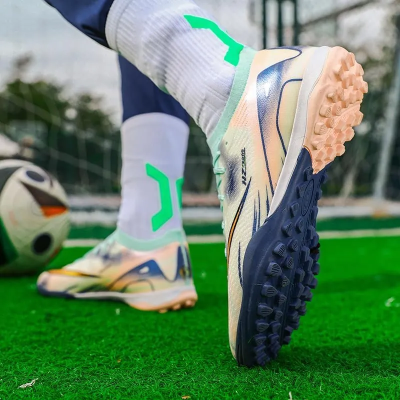Men's Indoor Outdoor Soccer Shoes Football Cleats Low-Tops Lace-Up Non-Slip Spikes Sports Athletic Futsal AG/TF Turf Sneaker