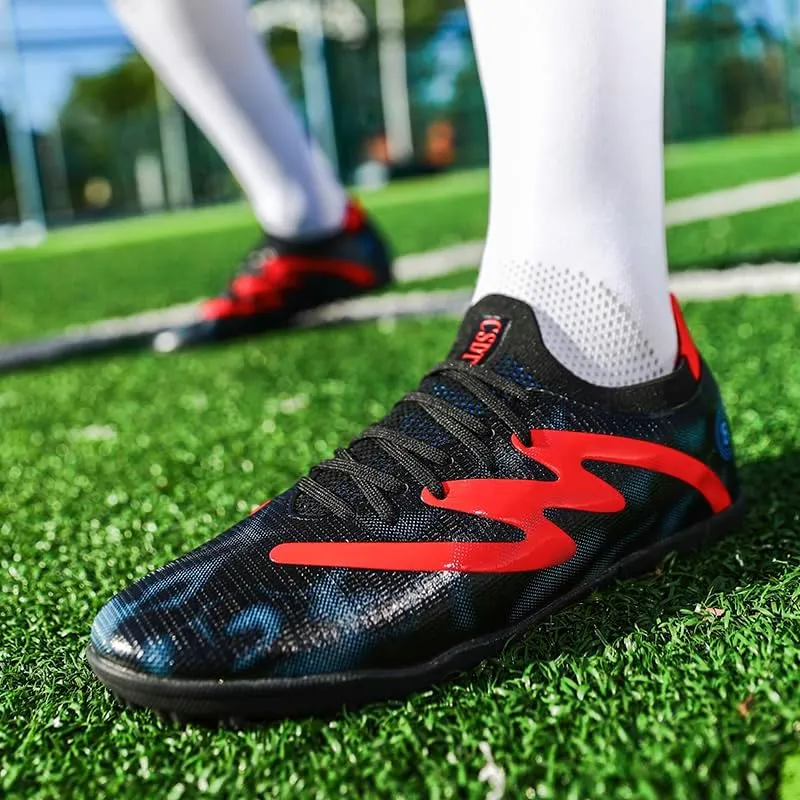 Men's Indoor Outdoor Soccer Shoes Football Cleats Low-Tops Lace-Up Non-Slip Spikes Sports Athletic Futsal AG/TF Turf Sneaker