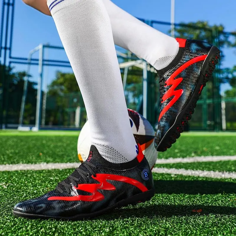 Men's Indoor Outdoor Soccer Shoes Football Cleats Low-Tops Lace-Up Non-Slip Spikes Sports Athletic Futsal AG/TF Turf Sneaker